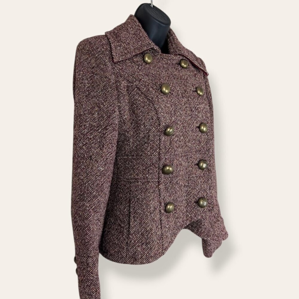 Guess Red Tweed Military-Style Jacket - Picture 7 of 13